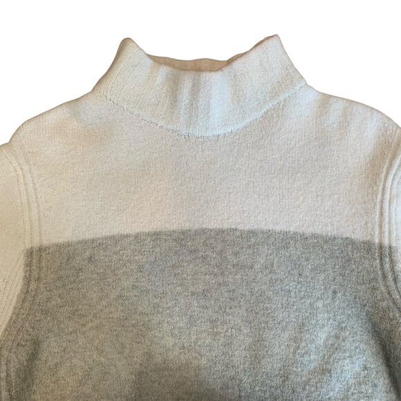 J.Crew Gray & White Color Block Merino & Alpaca Wool Sweater Womens Size Large - Picture 3 of 7